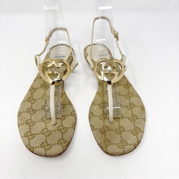 Gucci Double G Heart Monogram Thong Flat Sandals - Picture 3 of 11